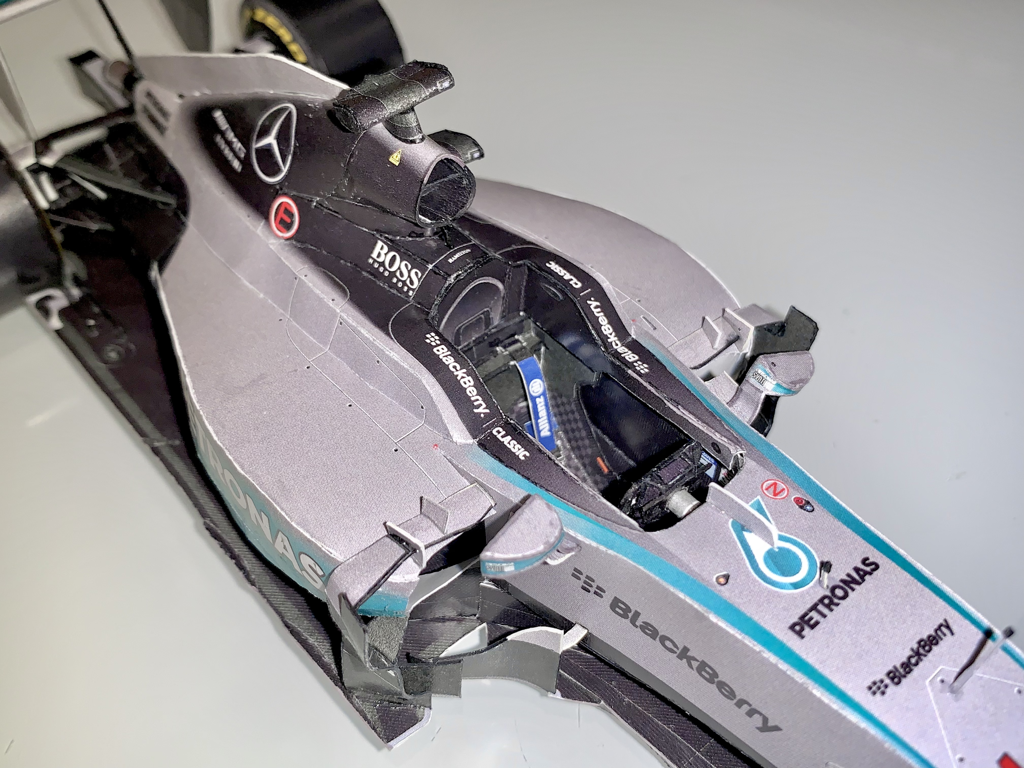 Completed Mercedes W06 model, side view