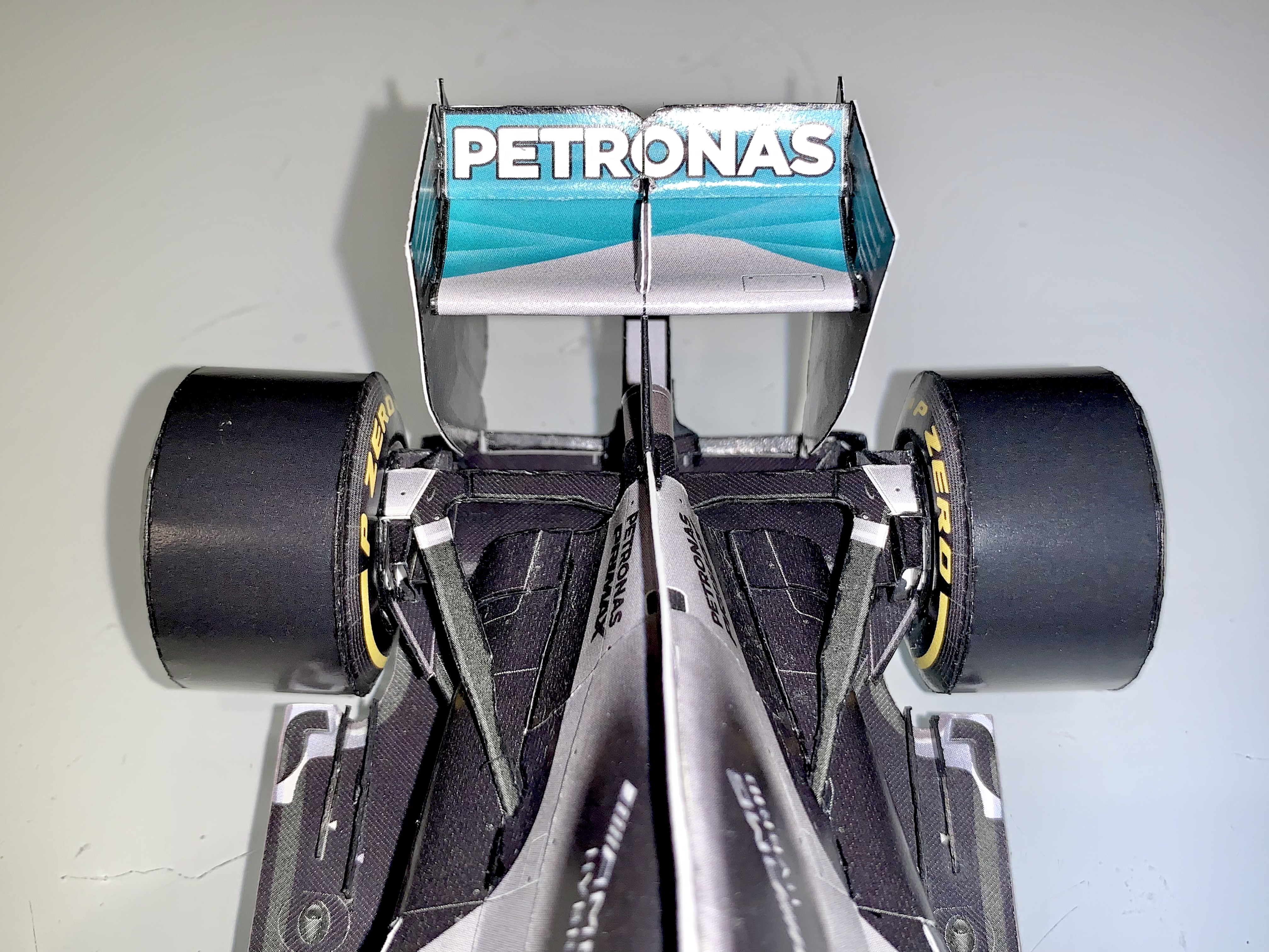 Completed Mercedes W06 model, rear view